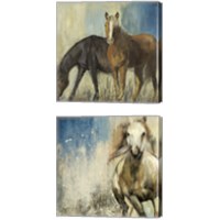 Framed 'Horses 2 Piece Canvas Print Set' border=