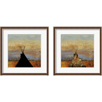 Framed Blue Face & Falling Feather 2 Piece Framed Art Print Set