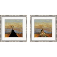 Framed Blue Face & Falling Feather 2 Piece Framed Art Print Set