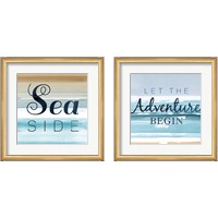 Framed 'Beach Text 2 Piece Framed Art Print Set' border=