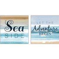 Framed 'Beach Text 2 Piece Art Print Set' border=