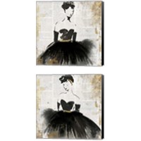 Framed Lady in Black 2 Piece Canvas Print Set
