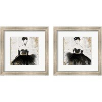 Framed 'Lady in Black 2 Piece Framed Art Print Set' border=