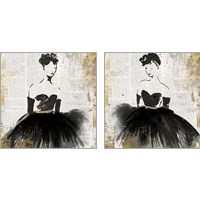 Framed Lady in Black 2 Piece Art Print Set