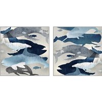Framed 'Whale Watching 2 Piece Art Print Set' border=