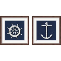 Framed 'Nautical on Blue 2 Piece Framed Art Print Set' border=