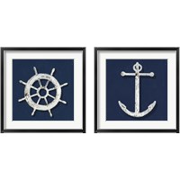 Framed 'Nautical on Blue 2 Piece Framed Art Print Set' border=