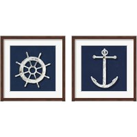 Framed 'Nautical on Blue 2 Piece Framed Art Print Set' border=