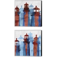 Framed 'Lighthouse  2 Piece Canvas Print Set' border=