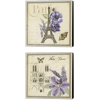 Framed 'Paris Ephemera 2 Piece Canvas Print Set' border=
