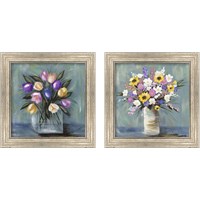 Framed 'Mixed Pastel Bouquet 2 Piece Framed Art Print Set' border=