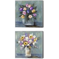 Framed 'Mixed Pastel Bouquet 2 Piece Canvas Print Set' border=