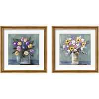 Framed 'Mixed Pastel Bouquet 2 Piece Framed Art Print Set' border=