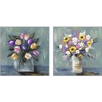 Framed 'Mixed Pastel Bouquet 2 Piece Art Print Set' border=
