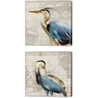 Framed Heron 2 Piece Canvas Print Set