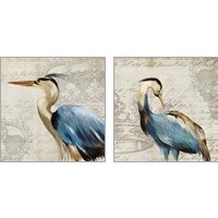 Framed Heron 2 Piece Art Print Set