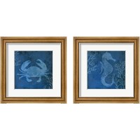 Framed Navy Sea Life 2 Piece Framed Art Print Set