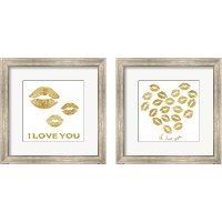 Framed 'I Love you Gold Lips 2 Piece Framed Art Print Set' border=