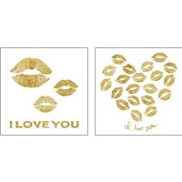 Framed I Love you Gold Lips 2 Piece Art Print Set