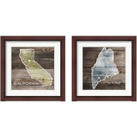 Framed 'US State Rustic Maps 2 Piece Framed Art Print Set' border=