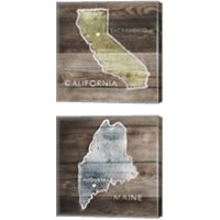 Framed 'US State Rustic Maps 2 Piece Canvas Print Set' border=