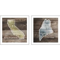 Framed 'US State Rustic Maps 2 Piece Art Print Set' border=