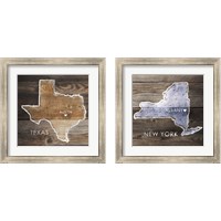 Framed US State Rustic Maps 2 Piece Framed Art Print Set