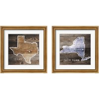 Framed US State Rustic Maps 2 Piece Framed Art Print Set