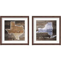 Framed US State Rustic Maps 2 Piece Framed Art Print Set