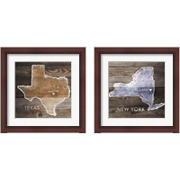 Framed US State Rustic Maps 2 Piece Framed Art Print Set