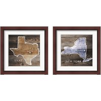 Framed 'US State Rustic Maps 2 Piece Framed Art Print Set' border=