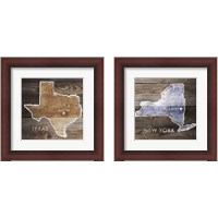 Framed 'US State Rustic Maps 2 Piece Framed Art Print Set' border=