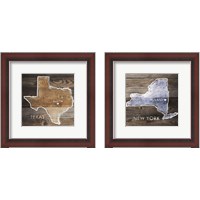 Framed 'US State Rustic Maps 2 Piece Framed Art Print Set' border=