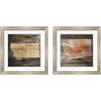 Framed US State Rustic Maps 2 Piece Framed Art Print Set