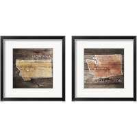 Framed US State Rustic Maps 2 Piece Framed Art Print Set