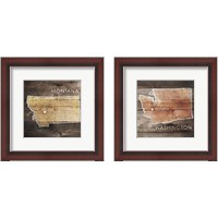 Framed US State Rustic Maps 2 Piece Framed Art Print Set