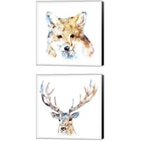 Framed 'Watercolour Wildlife 2 Piece Canvas Print Set' border=