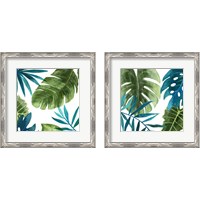 Framed 'Tropical Leaves 2 Piece Framed Art Print Set' border=