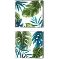 Framed 'Tropical Leaves 2 Piece Canvas Print Set' border=