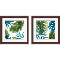 Framed 'Tropical Leaves 2 Piece Framed Art Print Set' border=