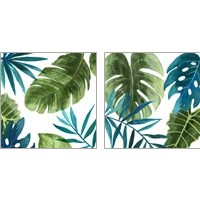 Framed 'Tropical Leaves 2 Piece Art Print Set' border=