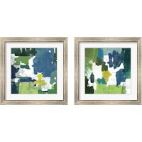 Framed 'Block Paint Green 2 Piece Framed Art Print Set' border=