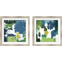 Framed 'Block Paint Green 2 Piece Framed Art Print Set' border=