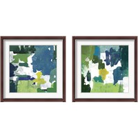 Framed 'Block Paint Green 2 Piece Framed Art Print Set' border=