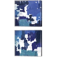 Framed 'Block Paint Blue 2 Piece Canvas Print Set' border=