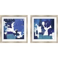 Framed 'Block Paint Blue 2 Piece Framed Art Print Set' border=