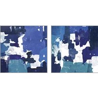 Framed 'Block Paint Blue 2 Piece Art Print Set' border=