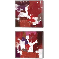 Framed 'Block Paint Red 2 Piece Canvas Print Set' border=