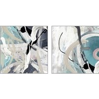 Framed 'Tangled Teal 2 Piece Art Print Set' border=