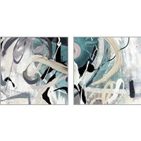 Framed 'Tangled Teal 2 Piece Art Print Set' border=